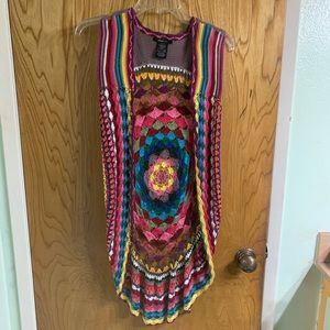 Rainbow crocheted knit sleeveless jacket/cover up